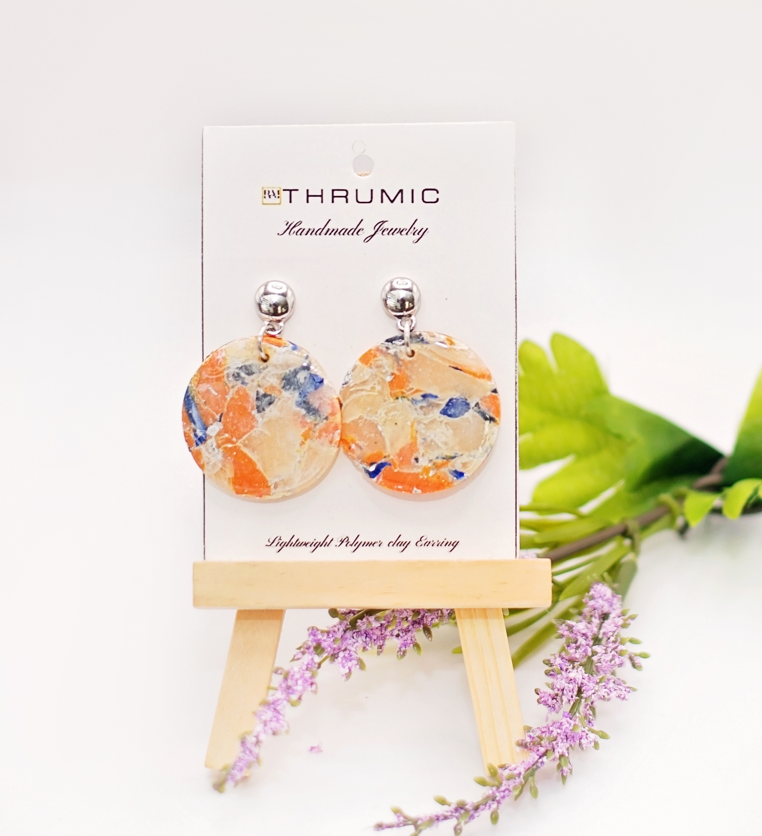 Round Marble Earrings
