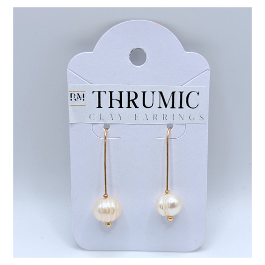 Gold Cord Pearl Earring