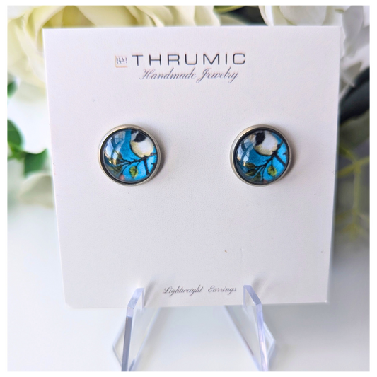 Blue Bird Floral Stud