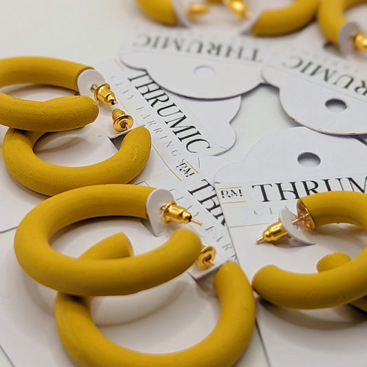 Mustard - Colored Clay Hoops Earrings